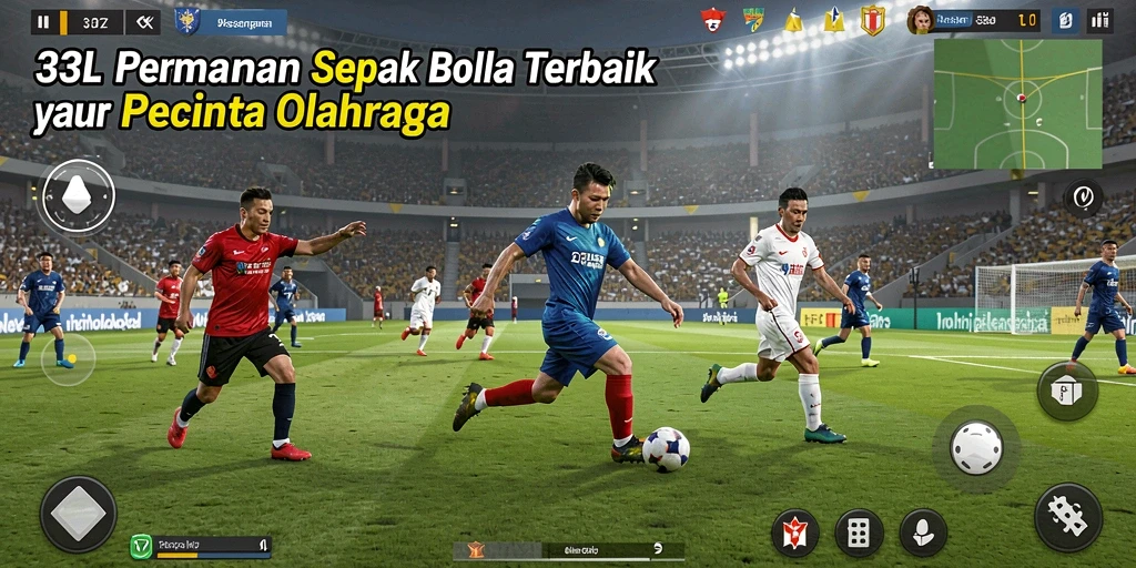 Screenshot gameplay 33L dengan aksi sepak bola yang seru.