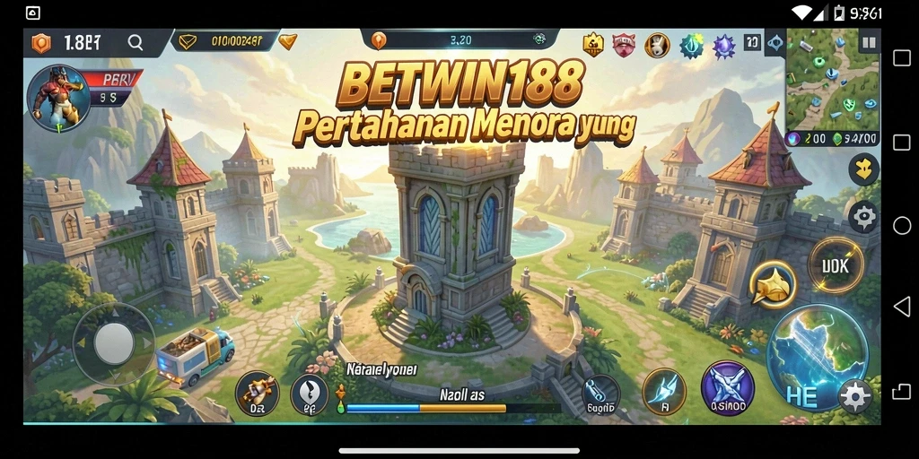 Screenshot utama BETWIN188 menampilkan aksi mendebarkan dalam Tower Defense.