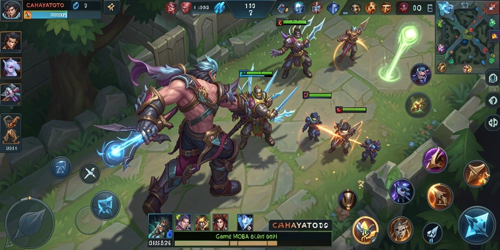 Tampilan gameplay CAHAYATOTO yang mendebarkan dalam pertarungan MOBA.