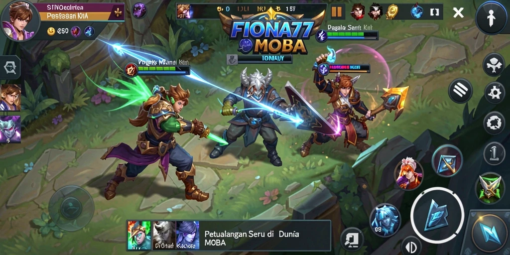 Tangkapan layar gameplay seru dalam FIONA77 yang menampilkan aksi pertempuran.