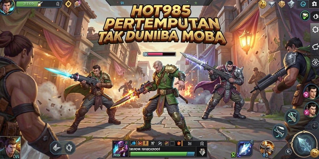 Gameplay seru dari pertempuran karakter di arena MOBA.