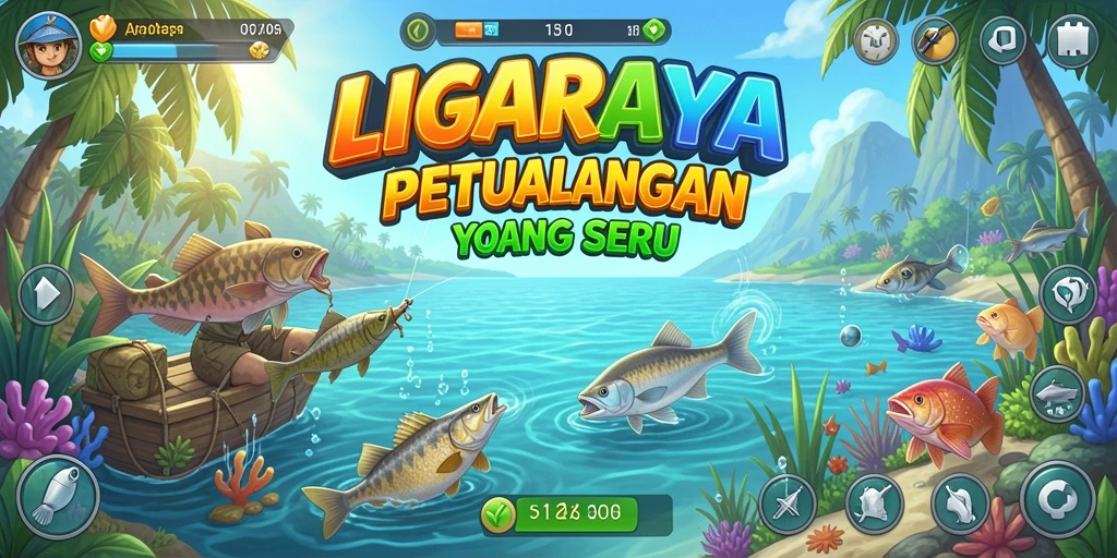 Tampilan gameplay LIGARAYA yang menegangkan saat memancing ikan.