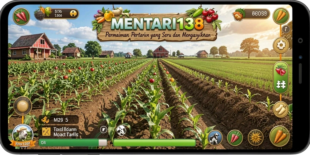 Tampilan gameplay MENTARI138 yang menampilkan aktivitas pertanian.