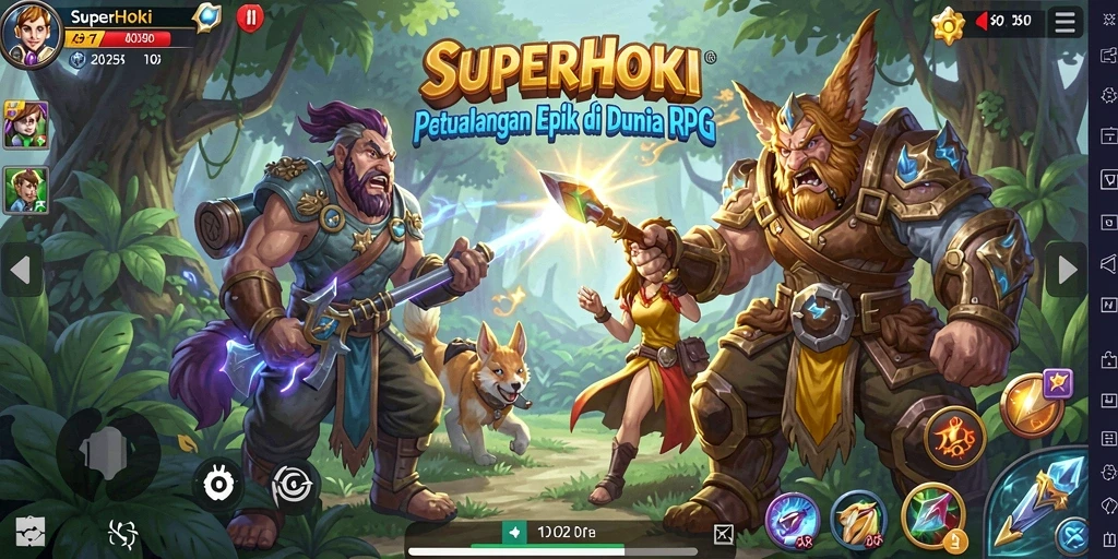 Gameplay SUPERHOKI yang menegangkan dalam pertempuran RPG.
